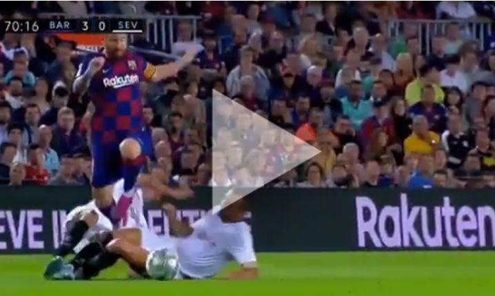 Zawodnicy Sevilli PRÓBUJĄ zabrać piłkę Messiemu! :D [VIDEO]